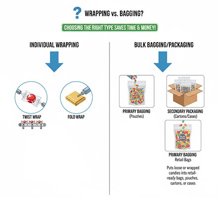 Diagram showing individual wrap vs bag packing