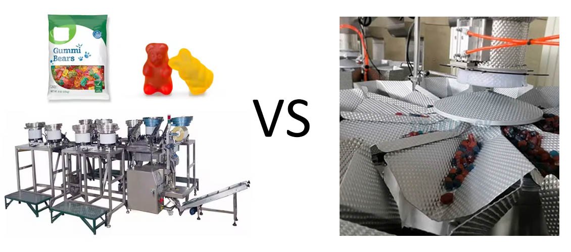 Multihead weigher and traditional counting machine side by side