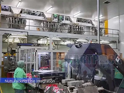A high-speed VFFS packaging machine in a modern factory setting