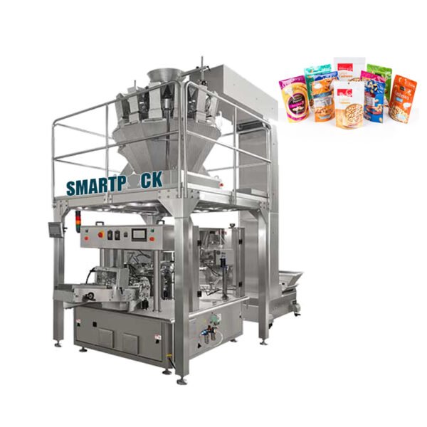 Premade Pouch Nuts Packing Machine with 14 Head Weigher – Doypack & Zipper