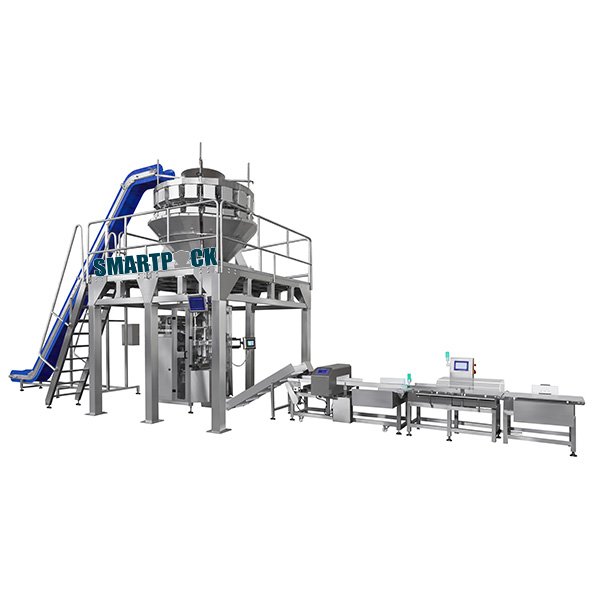 pillow bag vertical packing machine with checkweigher and metal detector